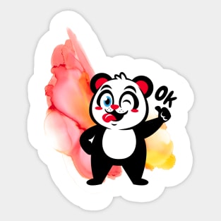 Cute Panda Says Ok - Adorable Panda - Kawaii Panda Sticker